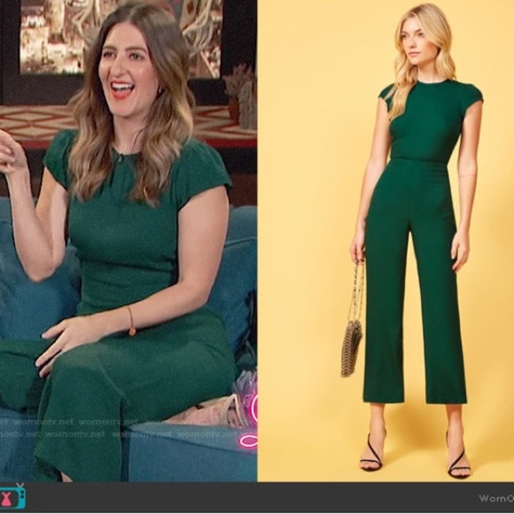 Reformation / Mayer Jumpsuit Forrest green open back cap sleeve 0 - Picture 2 of 11